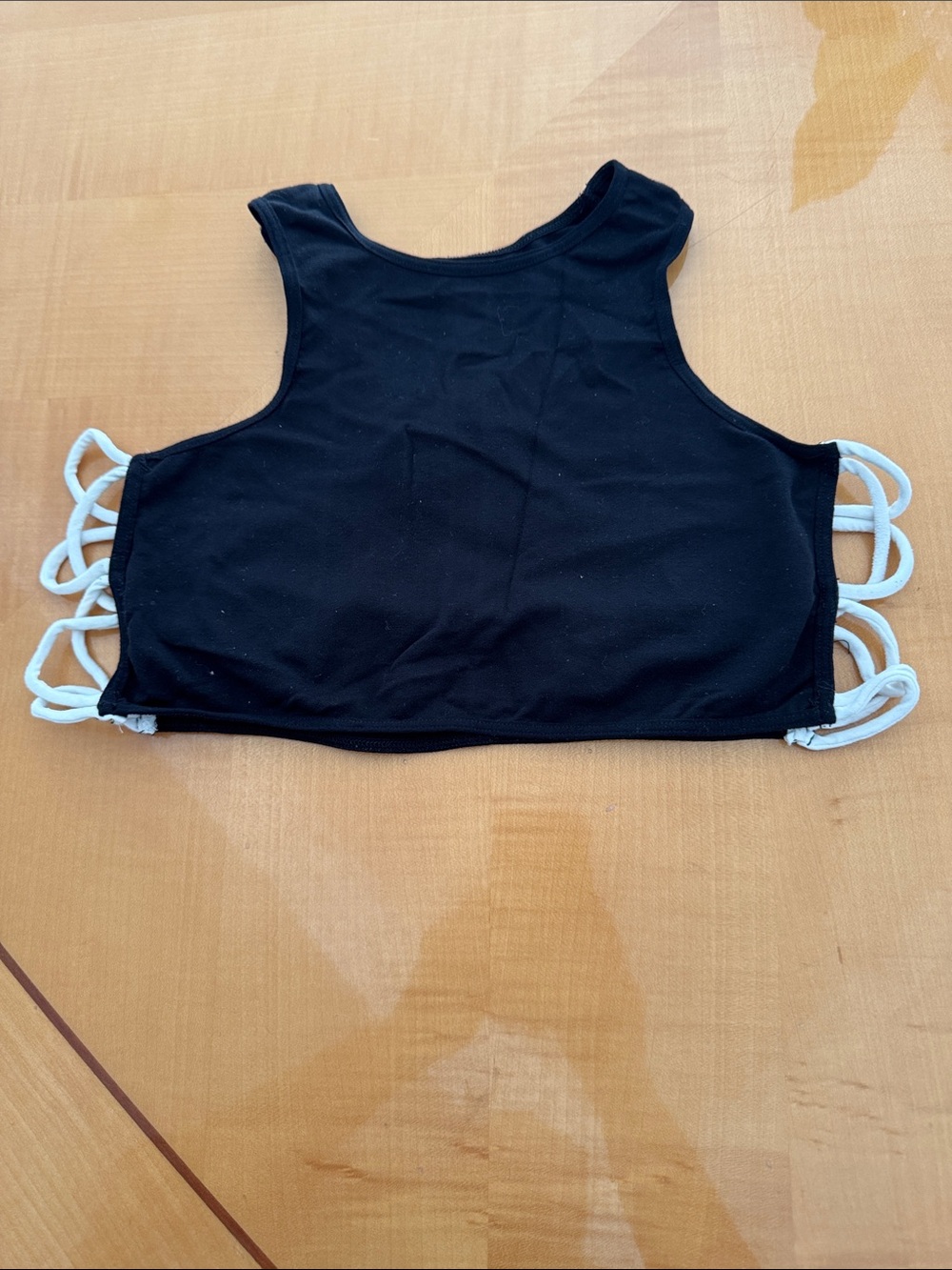 Free People Black Crop Top with White Side Straps